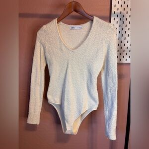 Zara Cream Textured Bodysuit